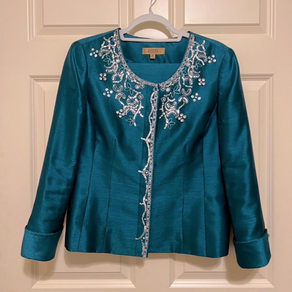 Kasper Sparkling Teal Skirt Suit *TAILORED—SEE DESCRIPTION FOR MEASUREMENTS*